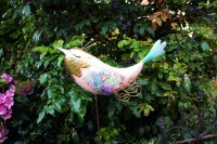 Gartenstecker Vogel rosa