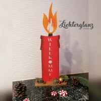 Holzkerze WILLKOMMEN