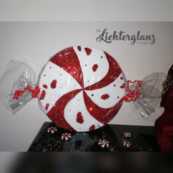 Weihnachtsbonbon rot/wei&szlig; mit Tupfen 30 cm