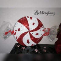 Weihnachtsbonbon rot/wei&szlig; mit Tupfen 30 cm