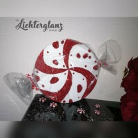 Weihnachtsbonbon rot/wei&szlig; mit Tupfen 30 cm
