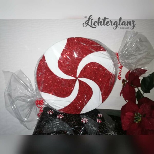 Weihnachtsbonbon 40 cm rot/wei&szlig;