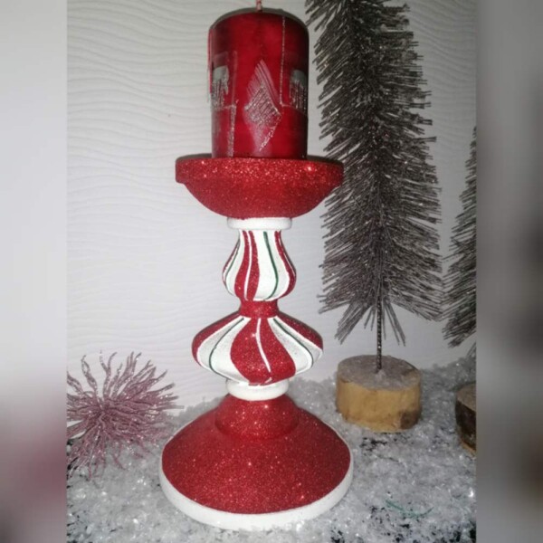 Kerzenhalter rot/wei&szlig;/gr&uuml;n