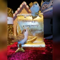 Standbild Weihnachten mit V&ouml;gelchen gold glitzer
