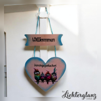 Schild Willkommen Herz Vogel