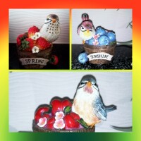 Vogel auf Obstkorb