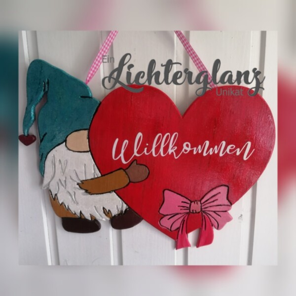 Wichtel Wandbild Willkommen