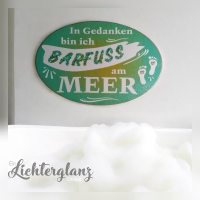 Bild  Schild Handmade Barfuss am Meer