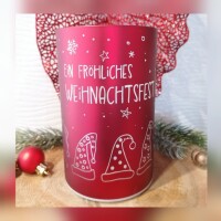 Windlicht Glas LED Weihnachten rot