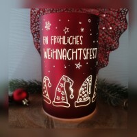 Windlicht Glas LED Weihnachten rot