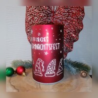 Windlicht Glas LED Weihnachten rot