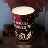 Windlicht Glas LED Weihnachten rot