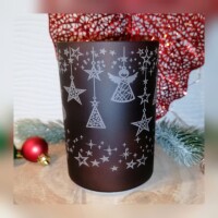 Windlicht Weihnachten Winter Glas LED Timer braun