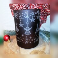 Windlicht Weihnachten Winter Glas LED Timer braun