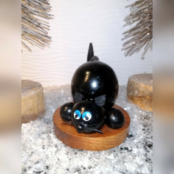R&auml;ucherm&auml;nnchen Katze Holz schwarz