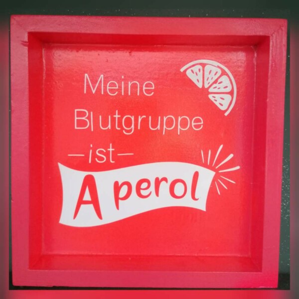 Tablett Aperol eckig pink wei&szlig; Handmade