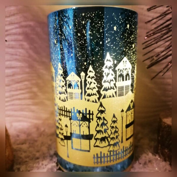 Windlicht Winterlandschaft blau