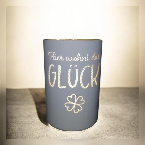 Windlicht Gl&uuml;ck weiss