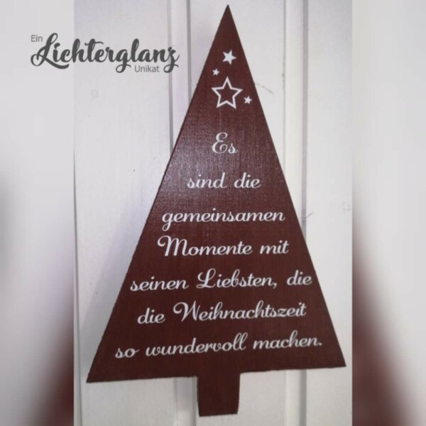 Holzbild Tannenbaum Spruch braun