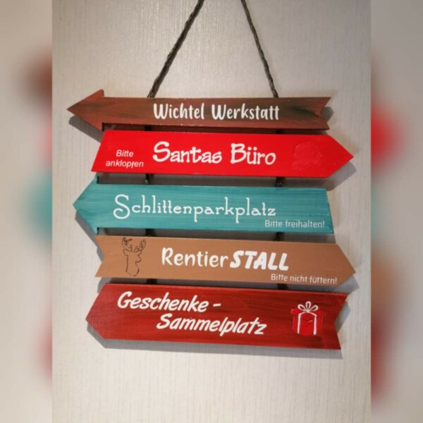 Holzbild H&auml;nger Wegweiser Weihnachten